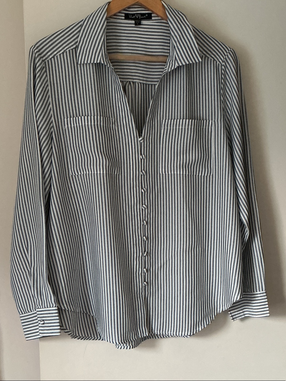 VELVET HEART Striped Button-Front Shirt - Blue & White